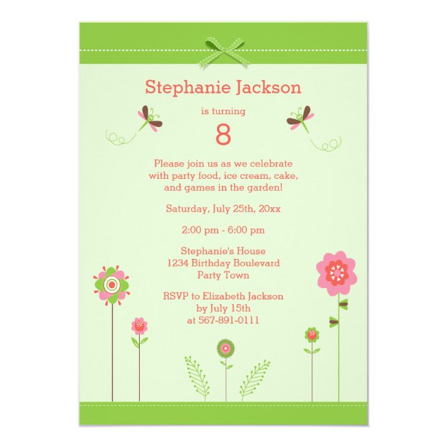 Feminine Flower Garden Birthday Party Invitation