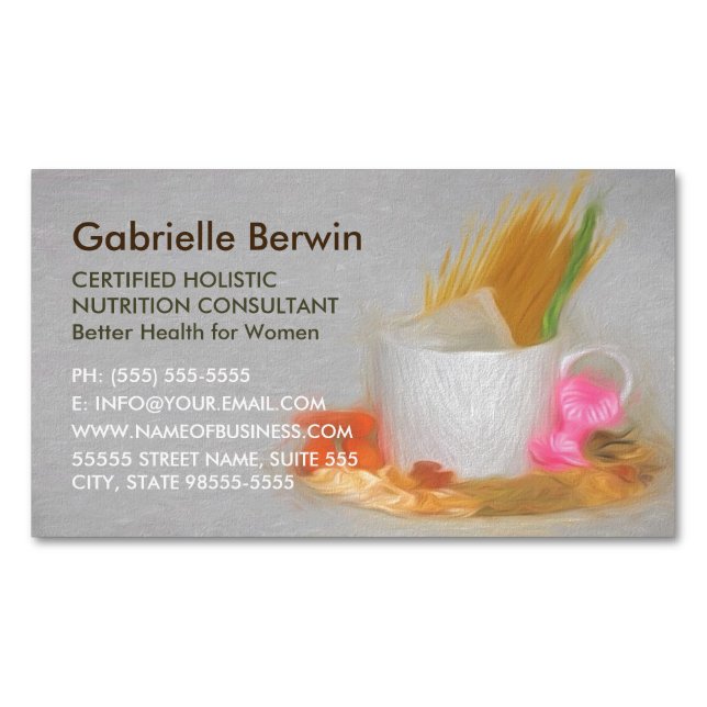 Feminine Foods Nutrition Consultant Women Health Magnetic Business Card (Front)