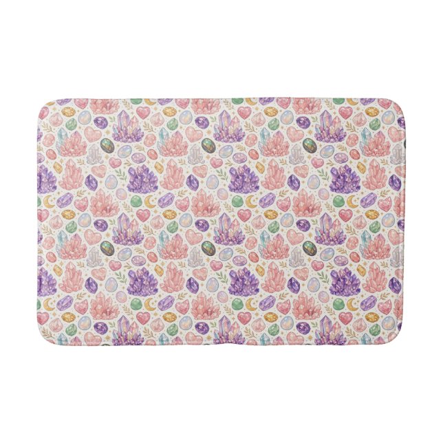 Feminine Gemstone Seamless Pattern Bath Mat (Front)