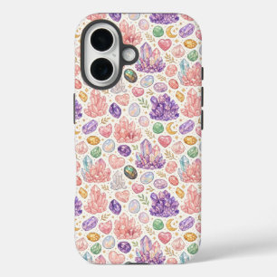 Feminine Gemstone Seamless Pattern iPhone 16 Case