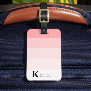 Feminine Girly Blush Pink Ombre Classic Monogram Luggage Tag