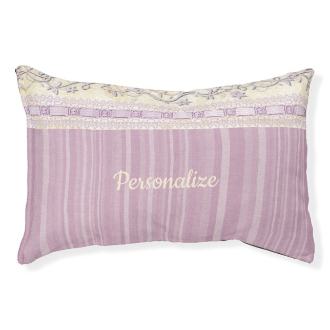 Feminine Girly Lace & Ribbon Lilac Purple Dog Cat Pet Bed (Front)