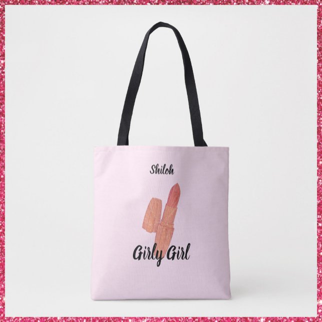 Feminine Girly Pink Lipstick Tote Bag (Creator Uploaded)