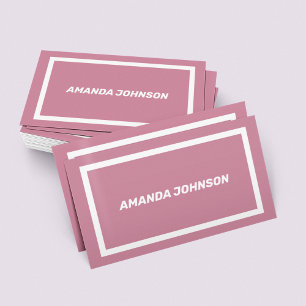 Feminine Girly Pink & White Border Typography Business Card