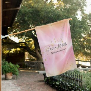 Feminine Gold and Pink Glitter House Flag
