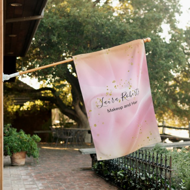 Feminine Gold and Pink Glitter  House Flag (In SItu)