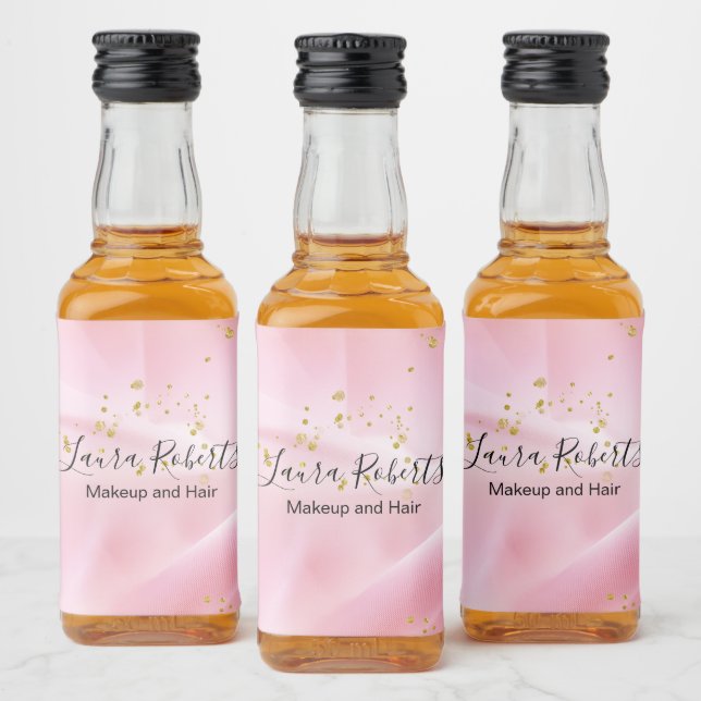 Feminine Gold and Pink Glitter  Liquor Bottle Label (Bottles)