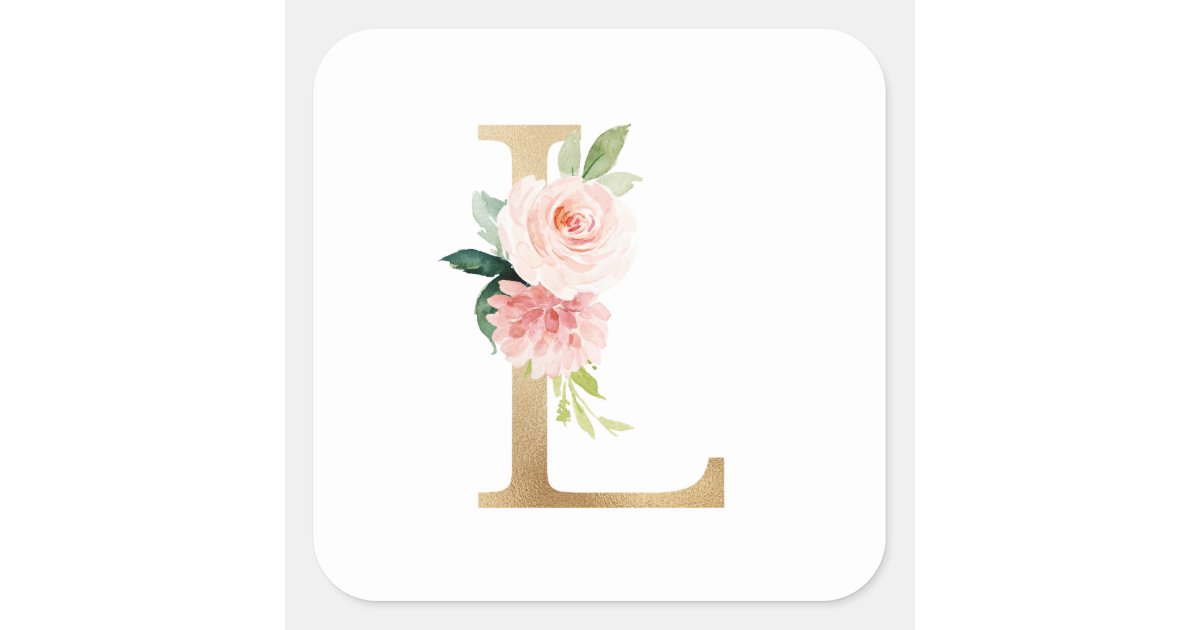 Letter S Rose Gold Metallic Foil Flower Monogram Canvas Print for