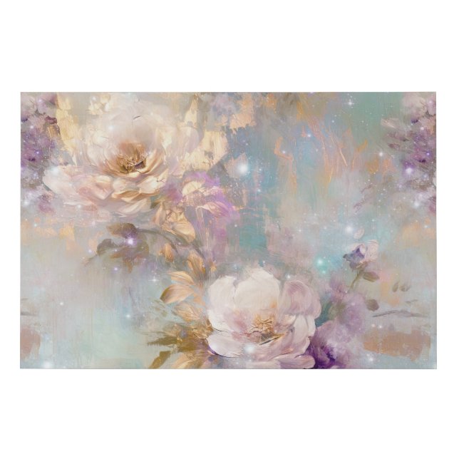 Feminine Gold Purple White Flowers Faux Canvas Print (Front)