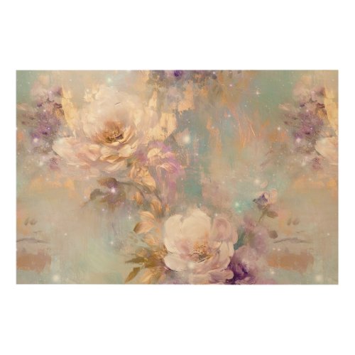 Feminine Gold Purple White Flowers Wood Wall Art