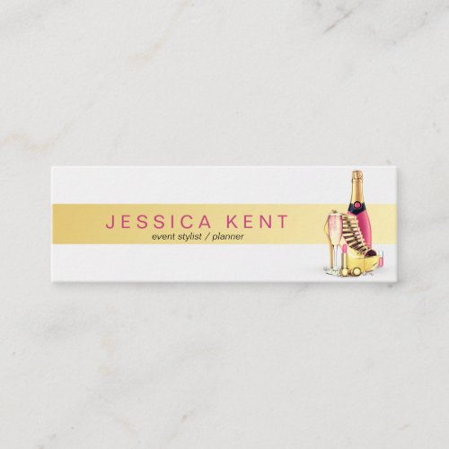 Feminine Gold Stiletto Pink Champagne Lipstick Mini Business Card