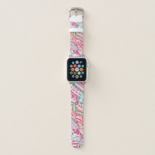 feminine hand drawn pink tribal floral pattern apple watch band