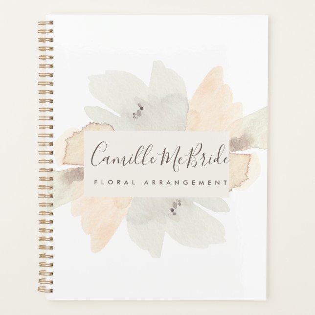 Feminine Hand Painted Watercolor Floral Pattern Planner (Front)