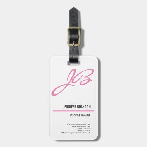 Feminine Handwriting Monogram Minimalist Luggage Tag