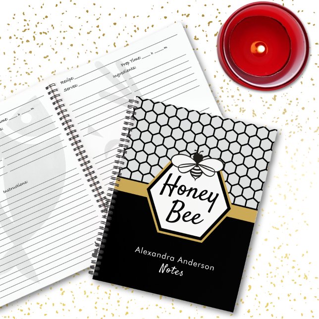 Feminine Honey Bee Apiary Honeycomb Black Yellow Notebook (Feminine Honey Bee Apiary Honeycomb Black Yellow Notebook)