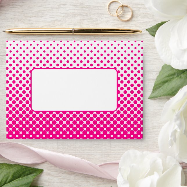 Feminine Hot Pink White Halftone Gradient Dotted Envelope (Wedding)