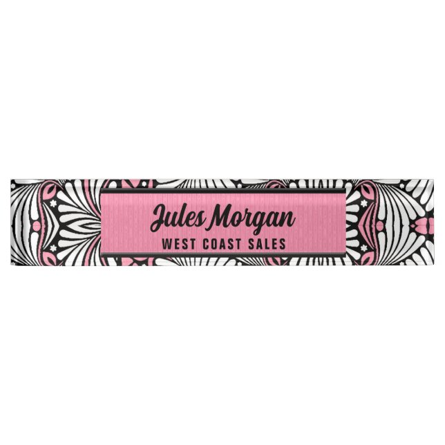 Feminine Hues in Pink, White and Black Name Plate (Front)