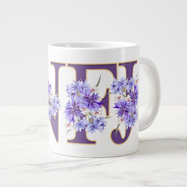 Feminine INFJ Floral Letter MBTI Giant Coffee Mug (Front Right)