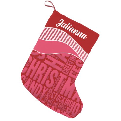Feminine Joy in Pink and Red for Her Small Christmas Stocking