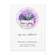 Feminine Lavender Floral Watercolor New Address