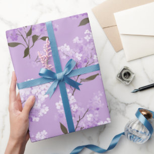Feminine Lavender Lilac Blossom Floral Pattern Wrapping Paper