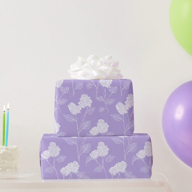 Feminine Lavender Lilac Blossom Floral Pattern Wrapping Paper (Party Gifts)
