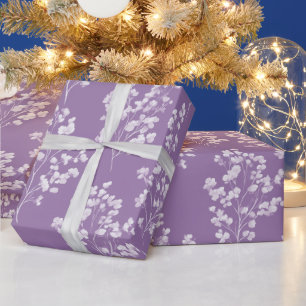 Feminine Lavender Lilac Blossom Floral Pattern Wrapping Paper