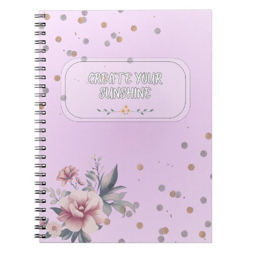 Feminine Light Purple Floral Spiral Notebook