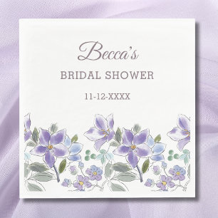 Feminine Lilac Flowers Bridal Shower Napkins