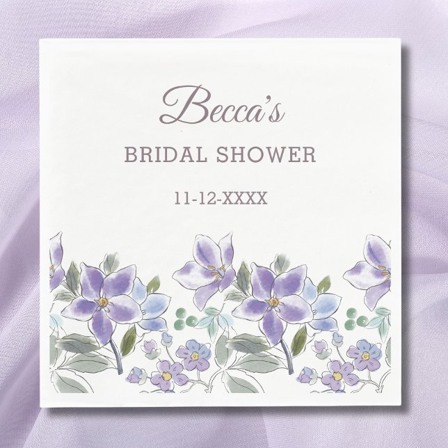 Feminine Lilac Flowers Bridal Shower Napkins (Creator Uploaded)