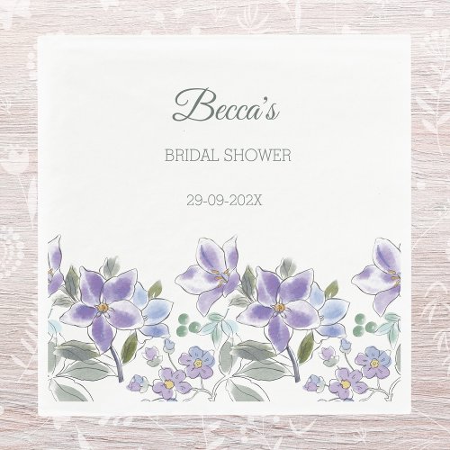 Feminine Lilac Flowers Bridal Shower Napkins
