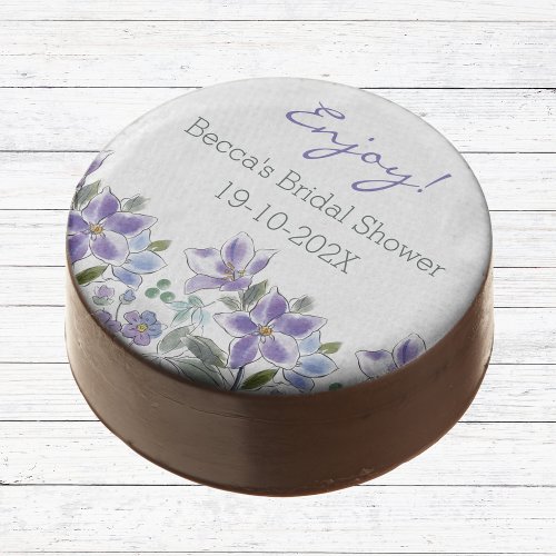 Feminine Lilac Watercolor Floral Bridal Shower Chocolate Covered Oreo