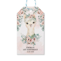 Feminine Llama Blush Pink Floral Greenery Birthday Gift Tags