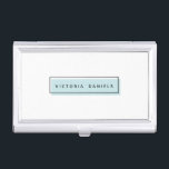 Feminine Logo | Blue | Professional Branding Business Card Case<br><div class="desc">Make a great impression with this beautiful and girly business card holder. Minimal design features a light blue rectangle with a black geometric border with your name or business name in the center in modern black lettering This design is part of a "Feminine Branding"collection, matching letterhead, envelopes, business card, stickers...</div>