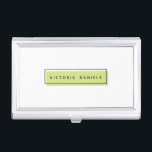 Feminine Logo | Green | Professional Branding Business Card Case<br><div class="desc">Make a great impression with this beautiful and girly business card holder. Minimal design features a lime green rectangle with a black geometric border with your name or business name in the center in modern black lettering This design is part of a "Feminine Branding"collection, matching letterhead, envelopes, business card, stickers...</div>