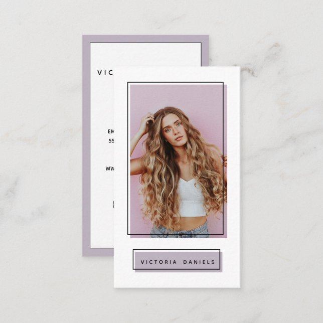 Feminine Logo  Lavender | Actor Photo social media Business Card (Front/Back)
