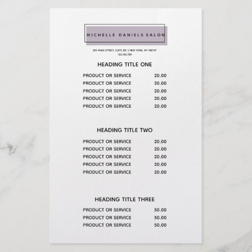 Feminine Logo  Lavender  Spa  Pricing  Services Flyer