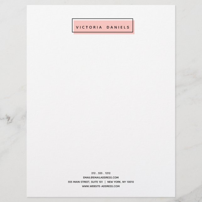 Feminine Logo | Pink | Minimal professional Letterhead (Front)