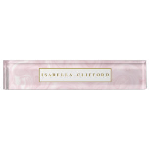 Feminine logo professional rose gold marble desk name plate