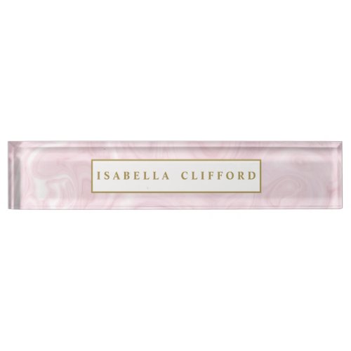 Feminine  logo professional rose gold marble desk name plate