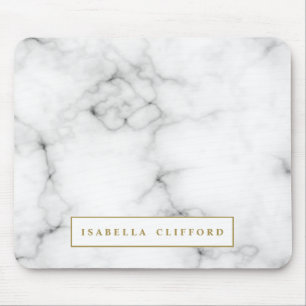 Feminine logo professional white and black marble mouse pad