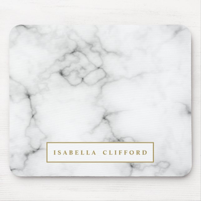 Feminine  logo professional white and black marble mouse pad (Front)