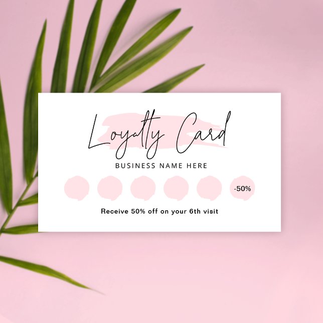 Feminine Loyalty Card Pink Watercolor Lash Rewards