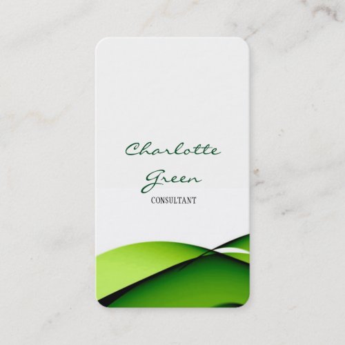 Feminine Minimalist Green Curves White Plain Business Card