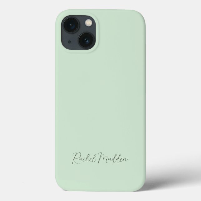 Feminine Minimalist Mint Green Script Custom Name Case-Mate iPhone Case (Back)