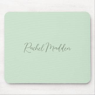 Feminine Minimalist Mint Green Script Custom Name Mouse Pad