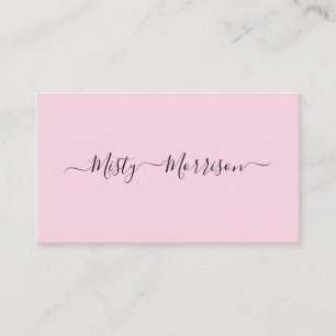 Feminine Minimalist Modern Pink Script Custom Name Business Card