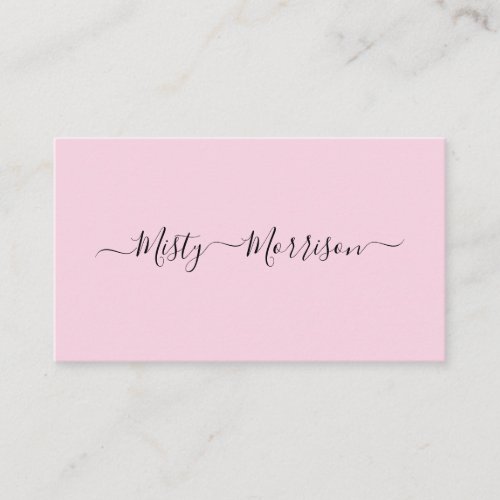 Feminine Minimalist Modern Pink Script Custom Name Business Card