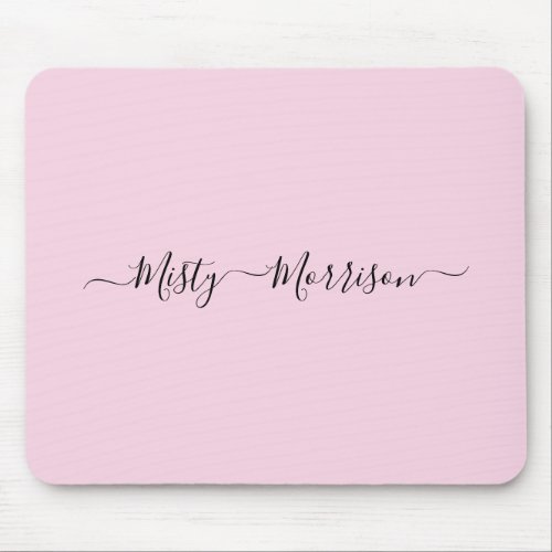 Feminine Minimalist Modern Pink Script Custom Name Mouse Pad
