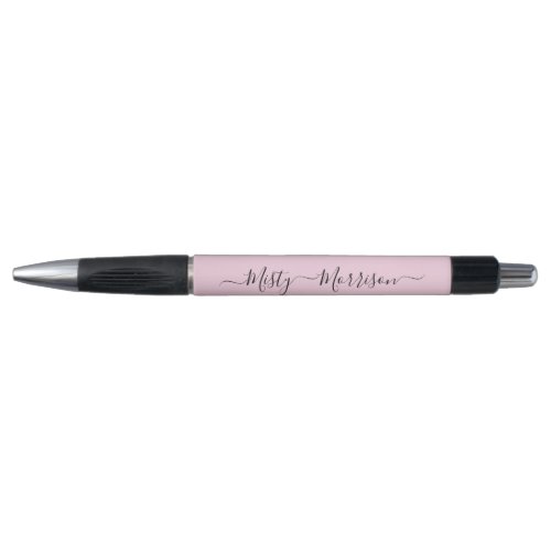 Feminine Minimalist Modern Pink Script Custom Name Pen